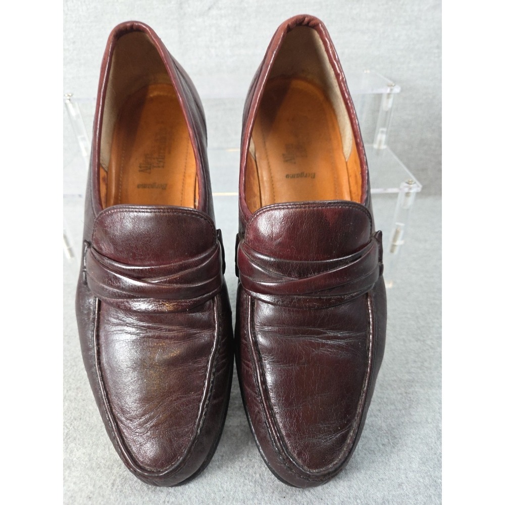 Allen Edmonds Bergamo Burgundy‎ Nappa Leather Strap Moc Loafers Mens 9.5